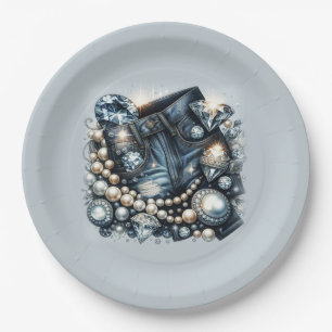 Denim Diamonds & Pearls Jeans Bling Birthday Party Paper Plates
