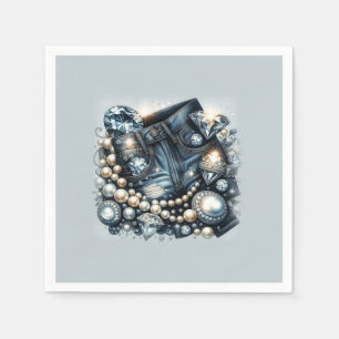 Denim Diamonds & Pearls Jeans Bling Party Napkins