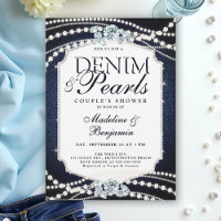 Denim Diamonds Pearls Stylish Frame Wedding Shower