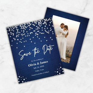 Denim & Diamonds Photo Wedding Save the Date Card