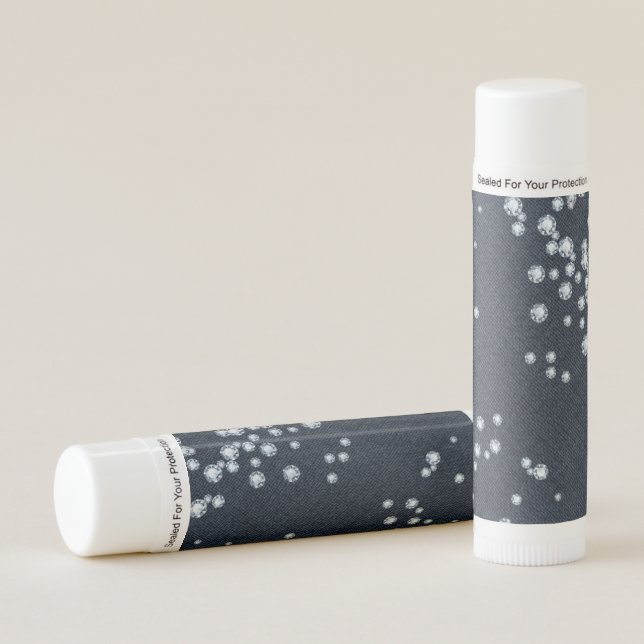 Denim & Diamonds Scattered Bling Glam Party Favor Lip Balm (Front)