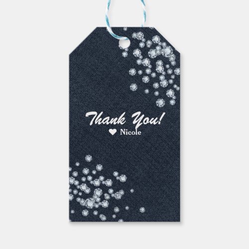 Denim  Diamonds Scattered Bling Party Favor Gift Tags