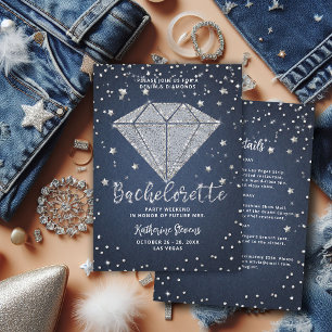 Denim Diamonds Stars Bachelorette Party Itinerary Invitation