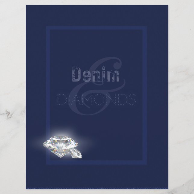 Denim & diamonds stationary paper. (Front)