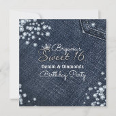 Denim & Diamonds Sweet 16 Crown Party Invitations 