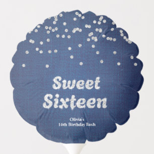 Denim & Diamonds Sweet Sixteen 16th Birthday Balloon