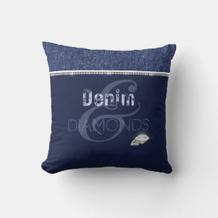Denim & diamonds throw pillow