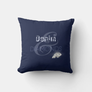 Denim & diamonds throw pillow