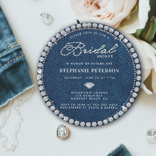 Denim Diamonds Wedding Ring Unique Bridal Shower Invitation