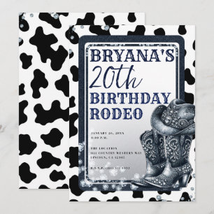 Denim & Diamonds Western Glam Cowgirl Boots Hat Invitation
