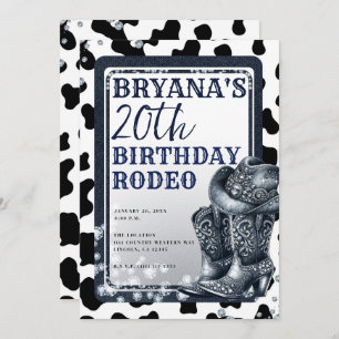 Denim & Diamonds Western Glam Cowgirl Boots Hat Invitation