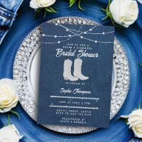 Denim Diamonds White Boots Lights Bridal Shower