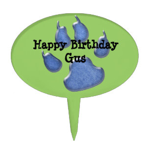 denim dog paw print cake topper