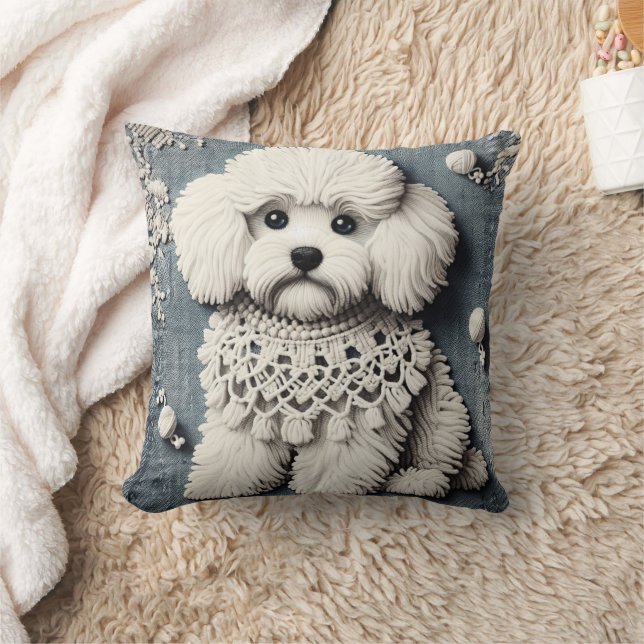 Denim & Dogs 2 Throw Pillow (Blanket)