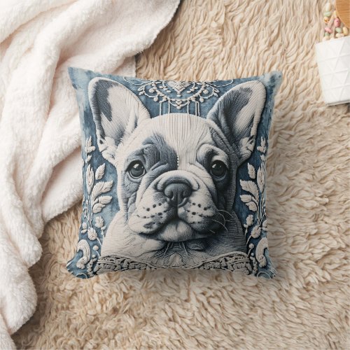 Denim  Dogs 3 Throw Pillow