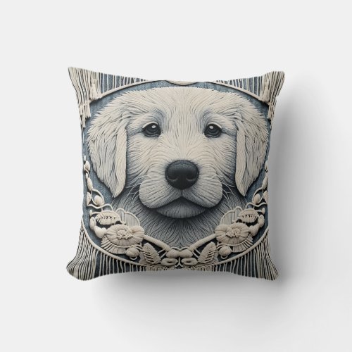 Denim  Dogs 4 Throw Pillow