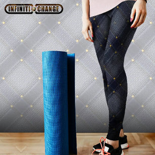 Denim effects with printed rivets and fishnet leggings