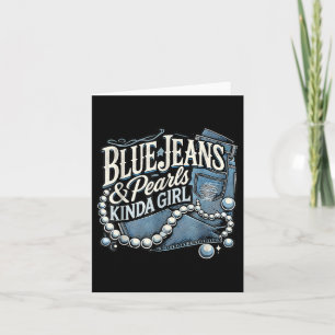 Denim Fabric Blue Jeans Pearls Skinny Jeans Lover Card
