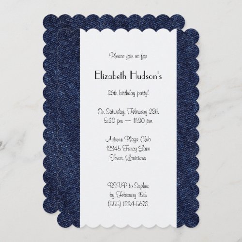 Denim Fabric Denim Texture Blue Denim Birthday Invitation