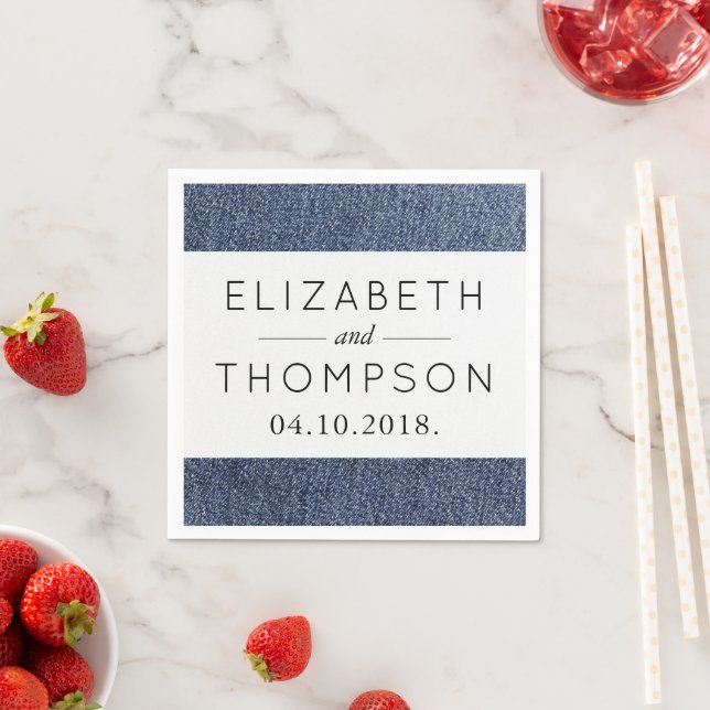 Denim Fabric, Denim Texture, Blue Denim, Wedding Paper Napkins (Insitu)