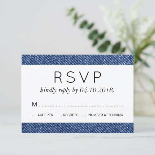 Denim Fabric Denim Texture Blue Denim Wedding RSVP Card