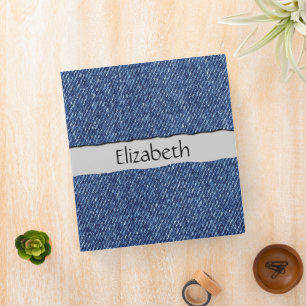 Denim Fabric, Denim Texture, Blue Denim, Your Name 3 Ring Binder