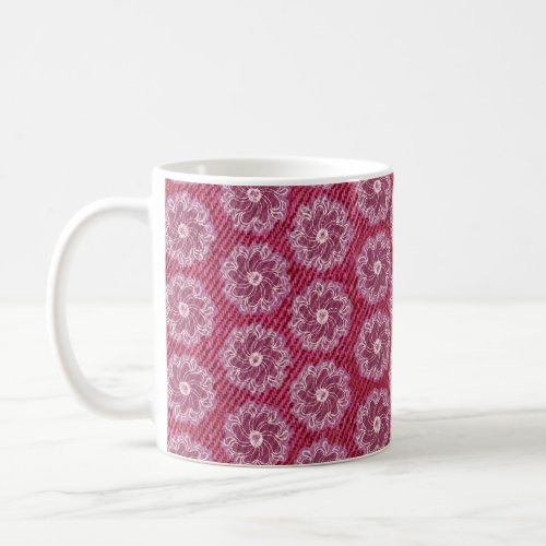 Denim  flower cherry red faded patterned mug