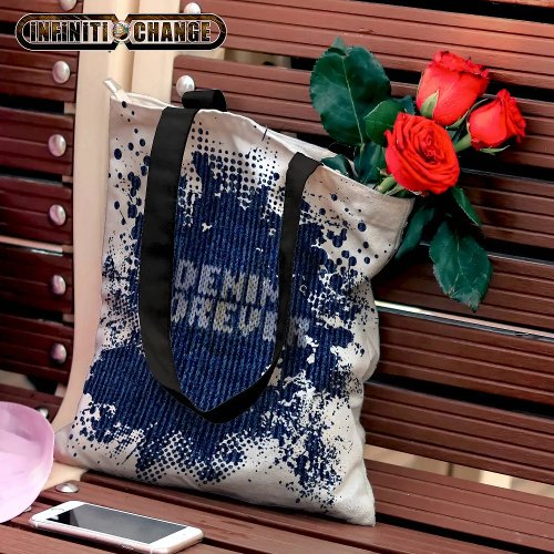DENIM FOREVER  Typography  knitted text_effect  Tote Bag