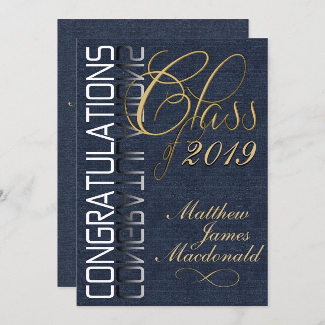 Denim Formal Graduation Party Invitation (Front/Back)