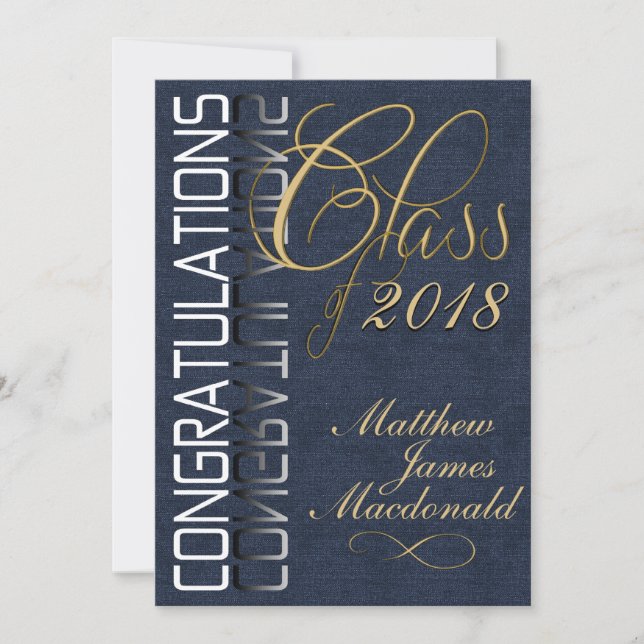 Denim Formal Graduation Party Invitation (Front)