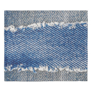 Denim frame. Ripped denim fabric with fringe edge  Duvet Cover
