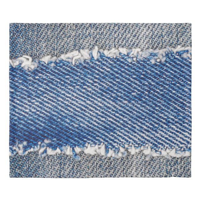 Denim frame. Ripped denim fabric with fringe edge  Duvet Cover (Front)