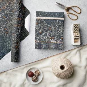 Denim Gems Wrapping Paper