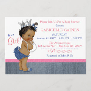 Denim Girl Baby Shower Invitation Personalized