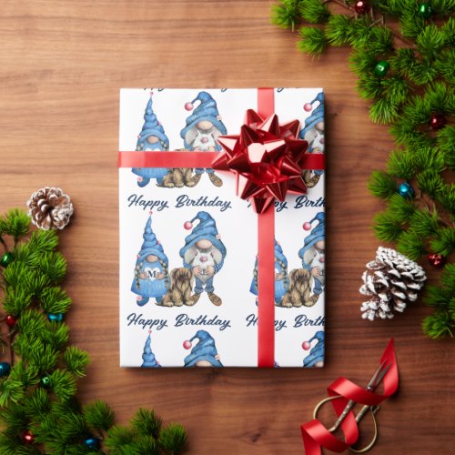 Denim Gnomes Pattern  Wrapping Paper