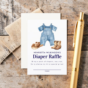 Denim Hat Boots Baby Shower diaper raffle Enclosure Card