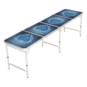 Denim Heart Blue Beer Pong Table