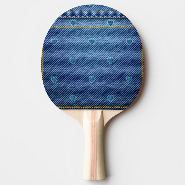 Denim Heart Blue  Ping Pong Paddle (Front)