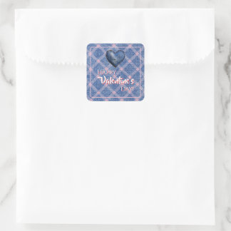 Denim Heart Valentine's Day Décor Plaid  Square Sticker