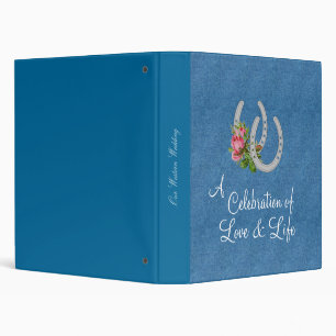 Denim Horseshoes Western Wedding Photo Album 3 Ring Binder