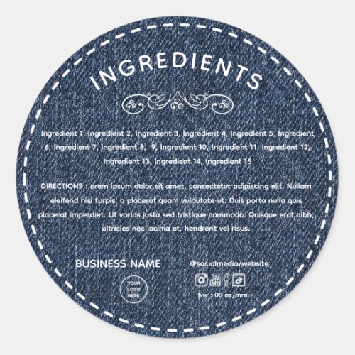 Denim Ingredient Direction With Logo Product Label