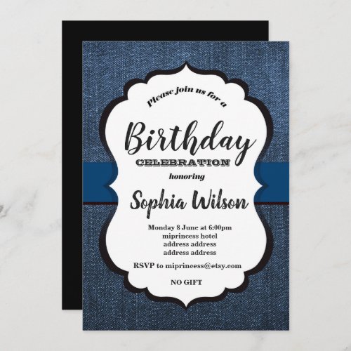 Denim Invitation  birthday party