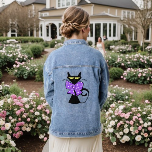 Denim Jacket Blue Purple Black Cat 