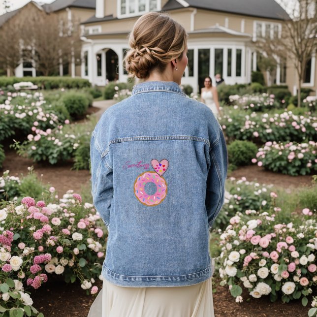 Denim Jacket Blue Sweetness Donuts Pink  (Wedding Back)
