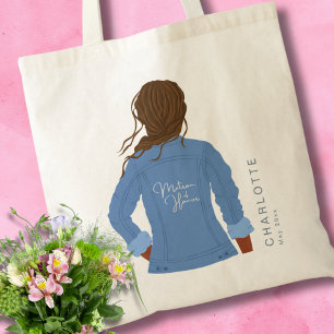 Denim Jacket Dark Hair & Skin Matron of Honor Tote Bag