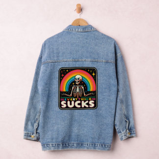 Denim Jacket, funny design, Everything Sucks. Denim Jacket