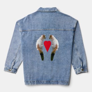 Denim Jacket - Longhaired Cats with Heart