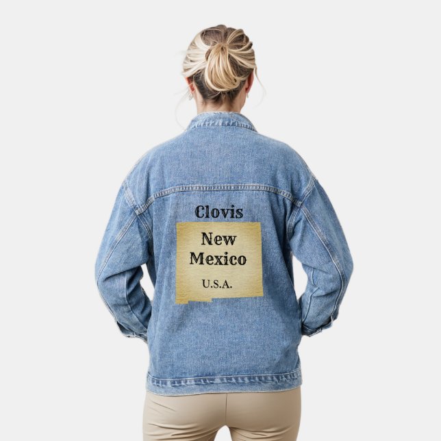 Denim Jacket - New Mexico State Map (Model)