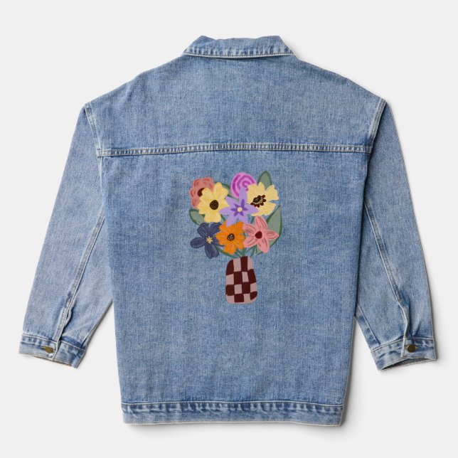 Denim Jacket with Floral Design (Back)