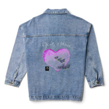 DENIM JACKET WITH HEART & BUTTERFLIES CUSTOM NAME
